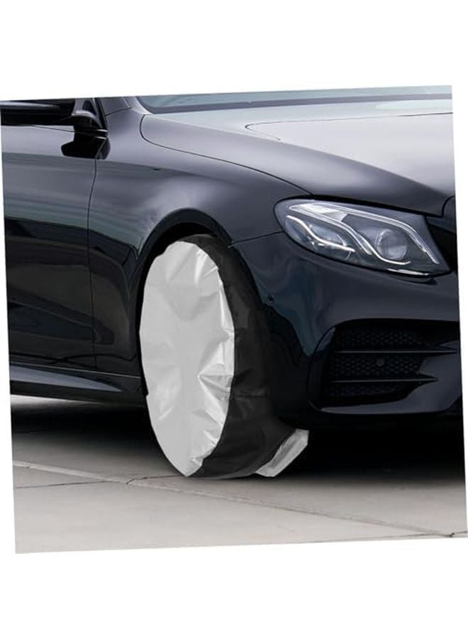 ValicluD Oxford Cloth Tire Storage Bag with Handle Weather Resistant Black Silver - Image 5