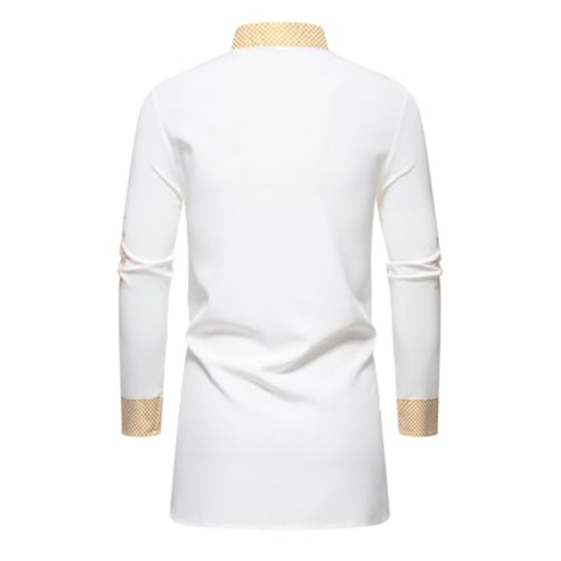Styli Men White Foil Print Longline Top and Pants Co-Ords S White - Image 4