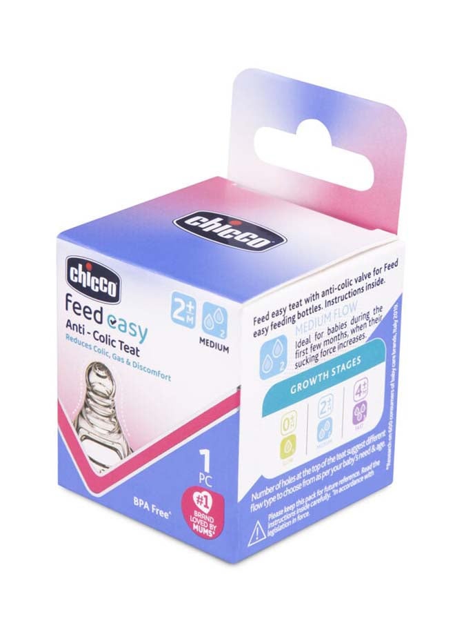 Chicco حلمة مضادة للمغص سهلة التغذية تدفق متوسط 2م+ (1 قطعة) - Image 1