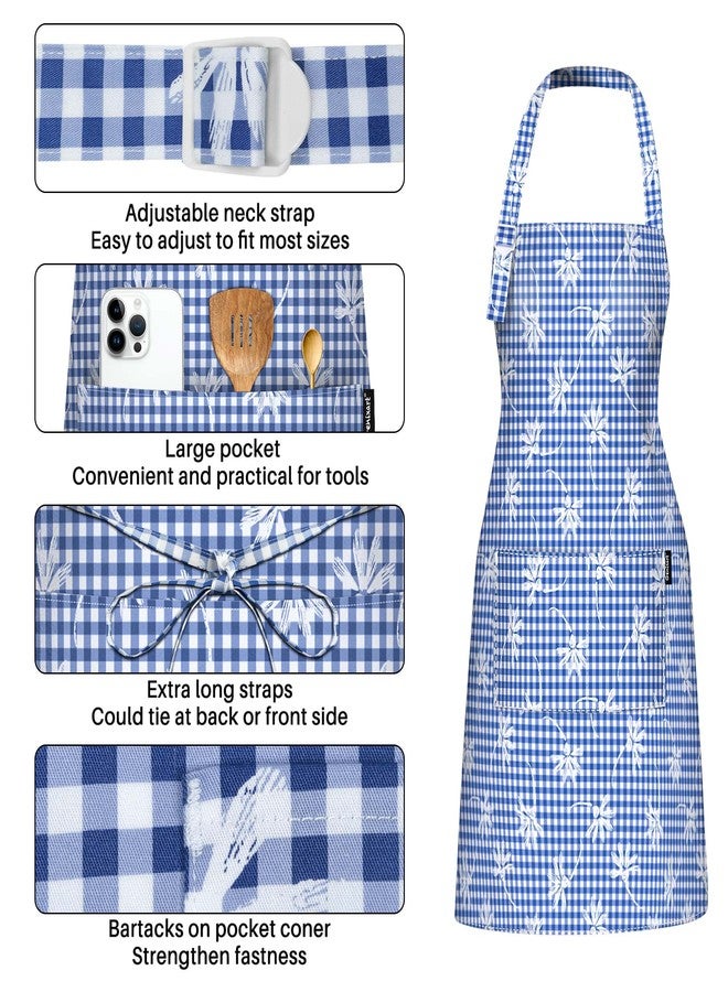 Genixart Kitchen Cooking Apron with Gift Box Pack, Adjustable Bib Chef Aprons in Large Size with Pockets for Women/Men, 100% Cotton Arts & Crafts Apron for Restaurant, Cafe, Shop (Red Gingham Checkered) - Image 3