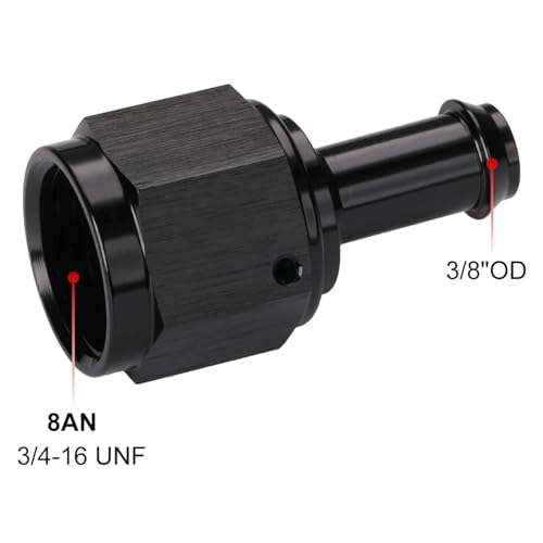Podavelle 8AN Female to 38 Barb Hose Fitting Adapter Straight Swivel Aluminum Black 2PCS - Image 3