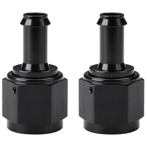 Podavelle 8AN Female to 38 Barb Hose Fitting Adapter Straight Swivel Aluminum Black 2PCS - Image 1