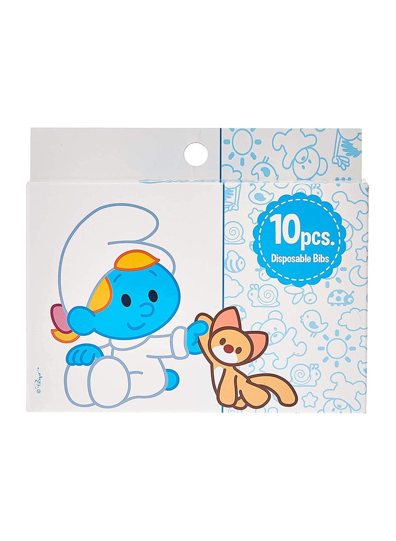 THE SMURFS صندوق من 10 مرايل يمكن التخلص منها من مجموعة سمرف سمرف، عبوة من 2، 20 قطعة، مرايل أطفال يمكن التخلص منها، مرايل أطفال، مرايل سفر للأطفال - Image 5