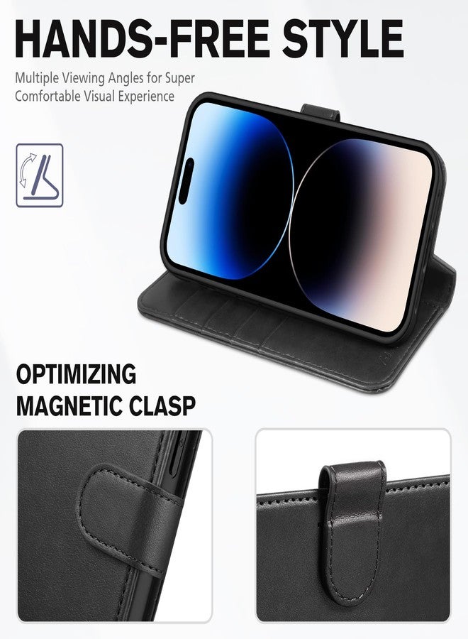 TUCCH Case for iPhone 14 Pro Max Wallet Case, [RFID Blocking] 4 Card Holder Stand [Shockproof TPU Interior Case] PU Leather Magnetic Protective Flip Cover Compatible with iPhone 14 Pro Max 6.7", Black - Image 4