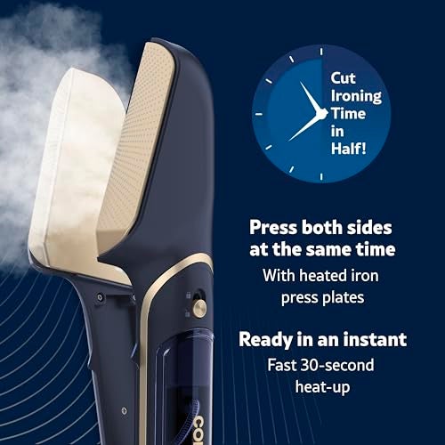 CONAIR كونير ستيم ستايلست 3 في 1 بخار، ضغط ومكواة بخارية للملابس، مع ماكينة حلاقة الأقمشة، خزان ماء إضافي وحقيبة تخزين، للاستخدام في المنزل أو المكتب أو السفر، حصري على أمازون، أزرق منتصف الليل - Image 3