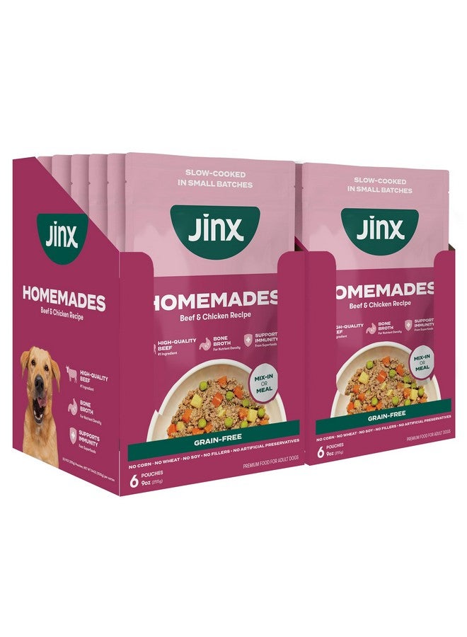 جينكس طعام الكلاب الرطب جينكس بيف، ممزوج بطعام الكلاب الجاف، مصنوع من لحم البقر والدجاج الحقيقيين، مرق العظام والأرز البني، بدون حشو، للجراء، البالغين، كبار السن، 9 أونصة، عبوة من 12 قطعة - Image 1