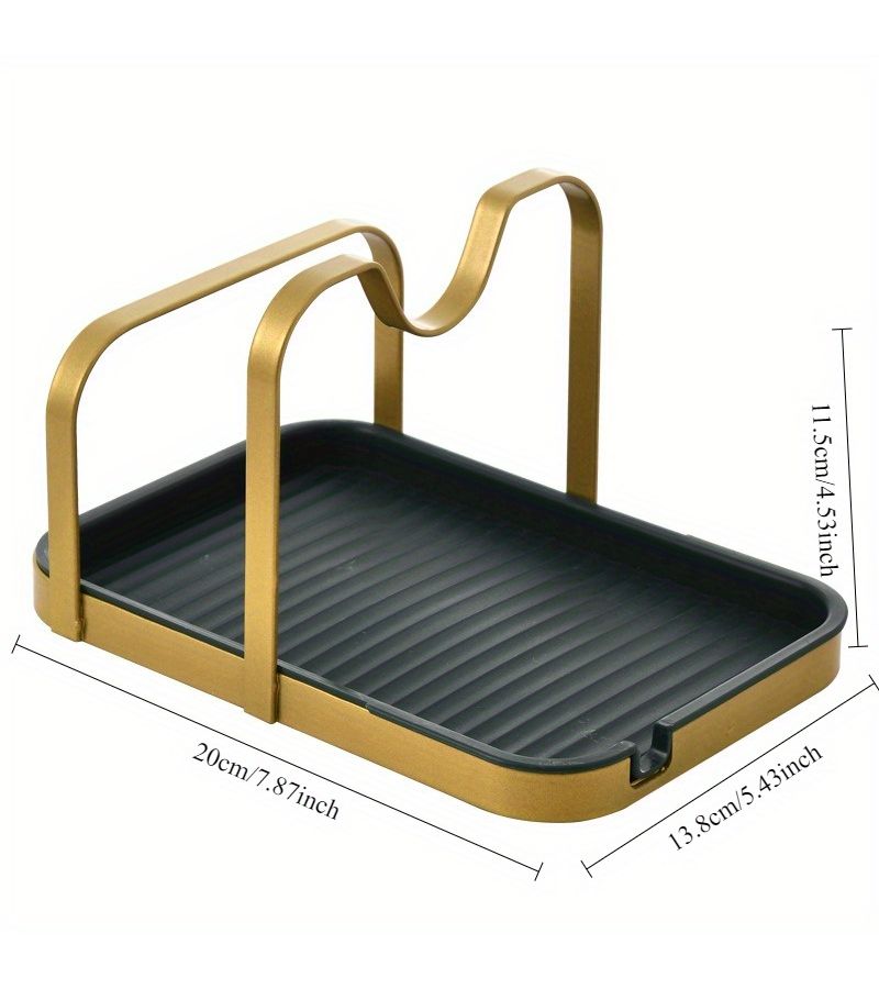 Golden Rack Beige Plate No Drill Kitchen Shelf for Lids Spatulas Cutting Boards - Image 5
