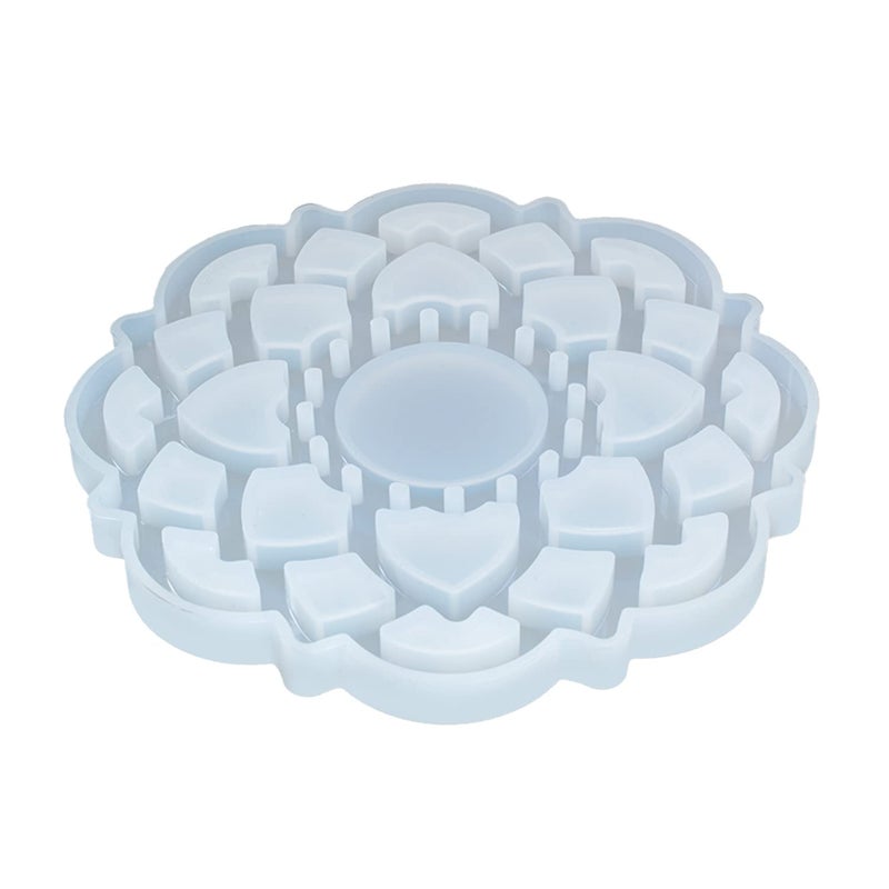 53ARTS Round Flower Shape Lotus Mandala Coaster Resin Moulds Mandala Tray Silicone Mold for Resin Art 135x135 cm Set of 1  - Image 3