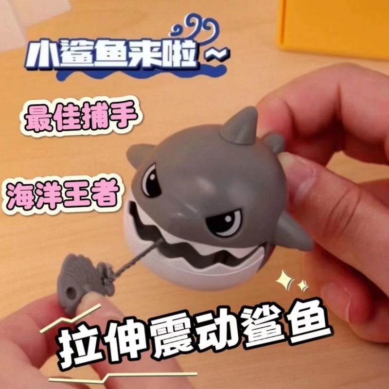 Cartoon Shark Pull-String Keychain Stress Relief Toy - Image 2