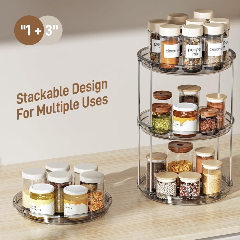 LAMU 2 Pack 2 Tier Lazy Susan Turntable Organizer 9.25'' Rotating Spice Rack Organization for Cabinet, Kitchen, Pantry, Countertop, Bathroom, Vanity, Medicine Cabinet Organizer, Grey - Image 5