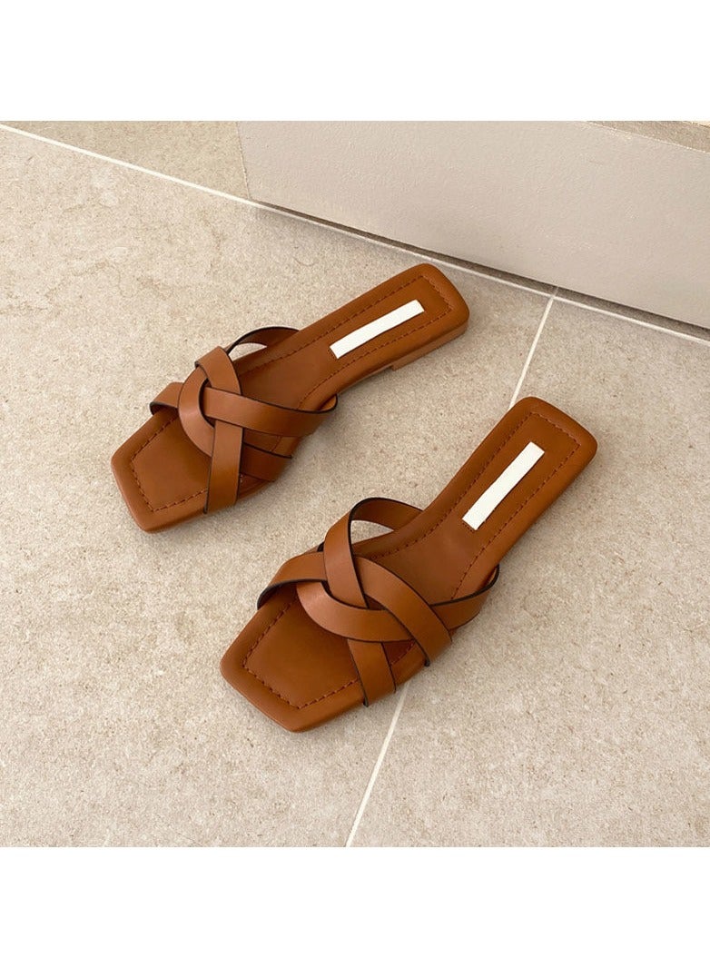 KUYING Summer Retro Casual Flat Sandals
