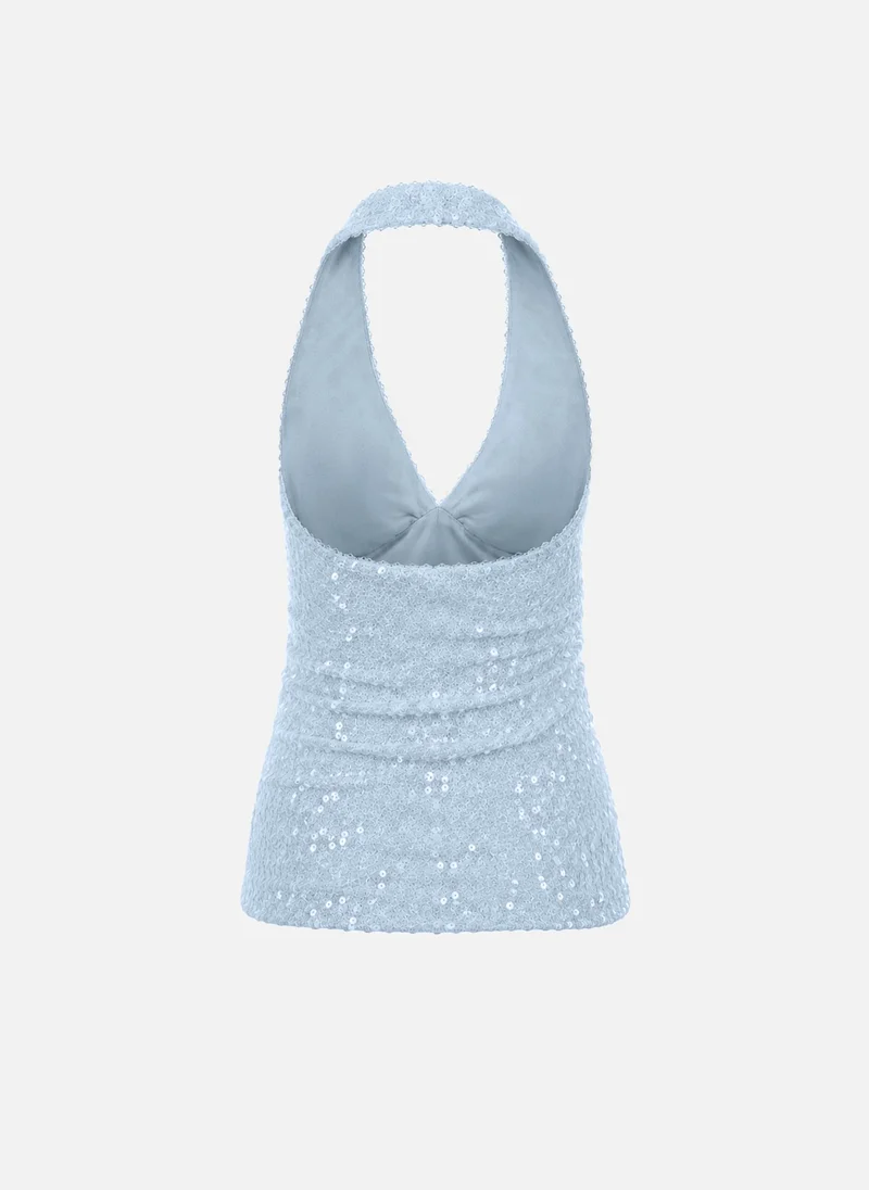 Lichi  Sequin top with a V-neckline for Women | Best Price UAE
