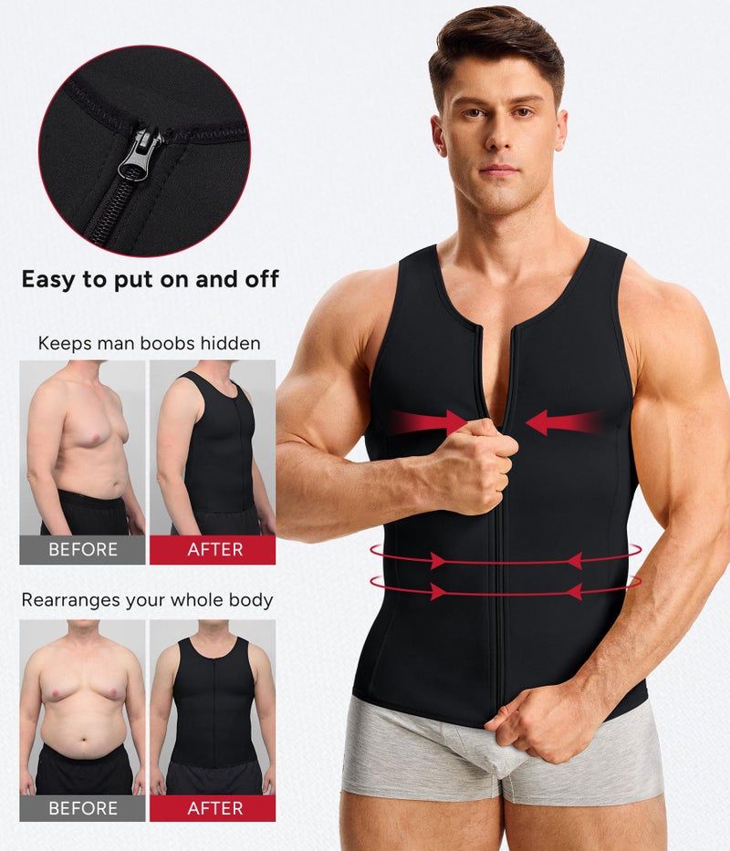 Nebility Mens Shapewear Fajas para Hombres Compression Shirt Men Body Shaper Tank Top Compression Undershirt Vest Sleeveless, Black - XL - Image 4