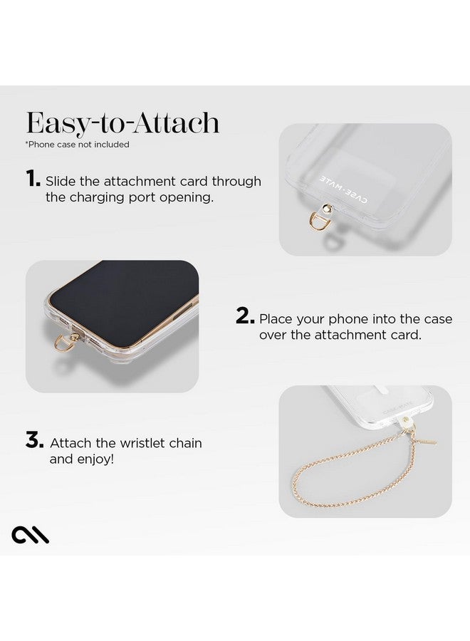 CASE-MATE Case-Mate Phone Charm with Gold Chain - Detachable Anti Theft Strap - Hands-Free iPhone Wrist Strap for Women - Phone Wristlet - Fits Galaxy, Google Pixel and More - Dainty Gold Chain - Image 4