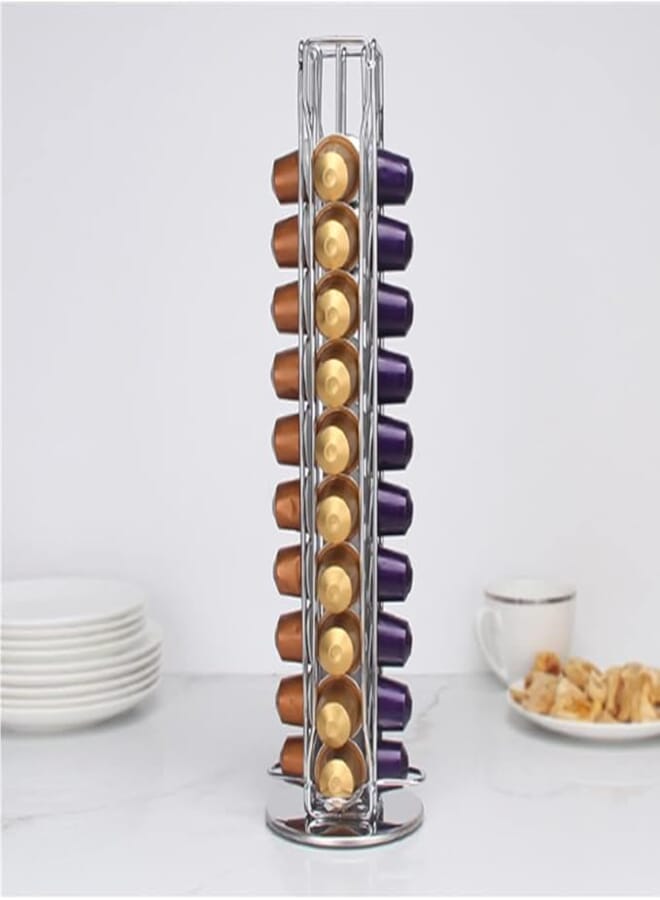 blooming 40 Capsule Coffee Pod Stand Rack Coffee Pod Holders for Nespresso，360 Degree Rotatable Coffee Capsule Stand Storage Organizer (AN002-40)