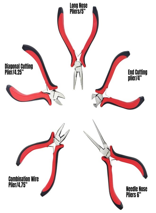 NORTOOLS Mini Pliers Set 5 PCS Jewelry Plier Includes Long Nose,Wire Plier,pointed nose, Pliers with Grip Cutting Tools Set for DIY & Jewelry Making Supplies Repair - Image 4