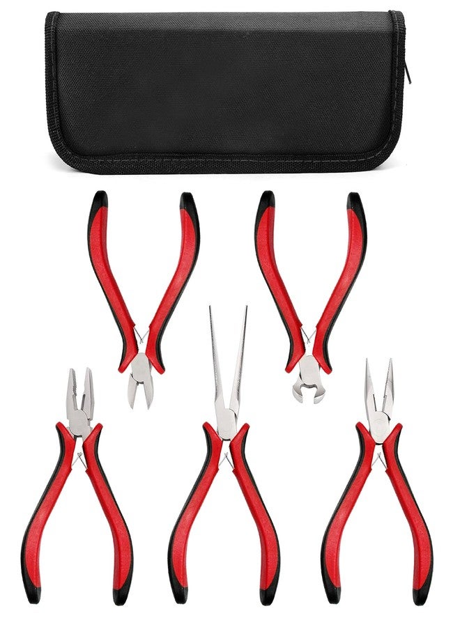 NORTOOLS Mini Pliers Set 5 PCS Jewelry Plier Includes Long Nose,Wire Plier,pointed nose, Pliers with Grip Cutting Tools Set for DIY & Jewelry Making Supplies Repair - Image 1