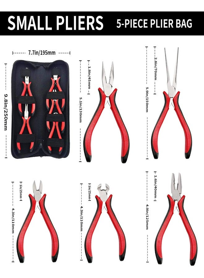 NORTOOLS Mini Pliers Set 5 PCS Jewelry Plier Includes Long Nose,Wire Plier,pointed nose, Pliers with Grip Cutting Tools Set for DIY & Jewelry Making Supplies Repair - Image 2