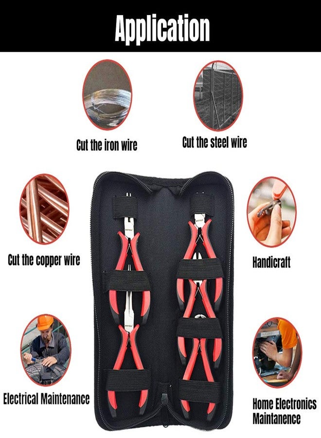 NORTOOLS Mini Pliers Set 5 PCS Jewelry Plier Includes Long Nose,Wire Plier,pointed nose, Pliers with Grip Cutting Tools Set for DIY & Jewelry Making Supplies Repair - Image 5