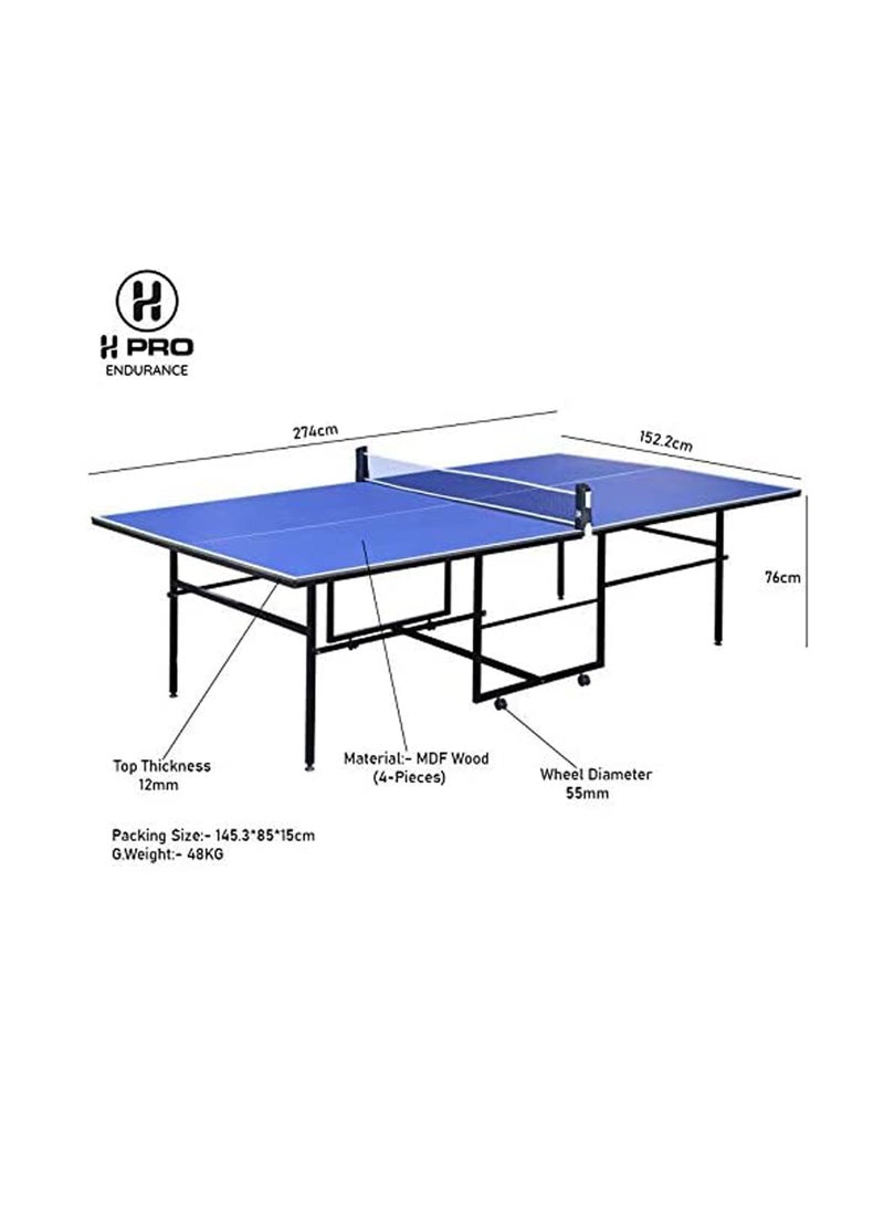 H PRO H Pro Professional Mdf Indoor Table, Tennis Table With Quick Clamp Ping Pong Net And Post Set, Ping Pong Table With Single Player Playback And Compact Storage - Image 2
