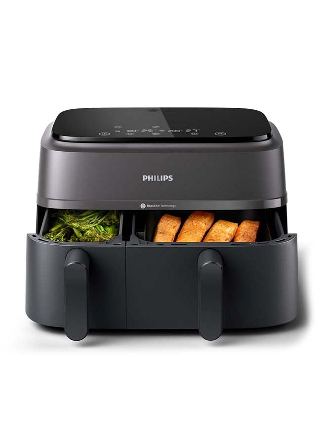 Philips Dual Basket AirFryer XXL - 2 Basket Drawers, 8 Preset Functions, Touchscreen, 9 L 2750 W NA350/09 / NA350/00 Black - Image 3