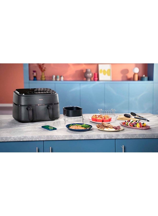Philips Dual Basket AirFryer XXL - 2 Basket Drawers, 8 Preset Functions, Touchscreen, 9 L 2750 W NA350/09 / NA350/00 Black - Image 4