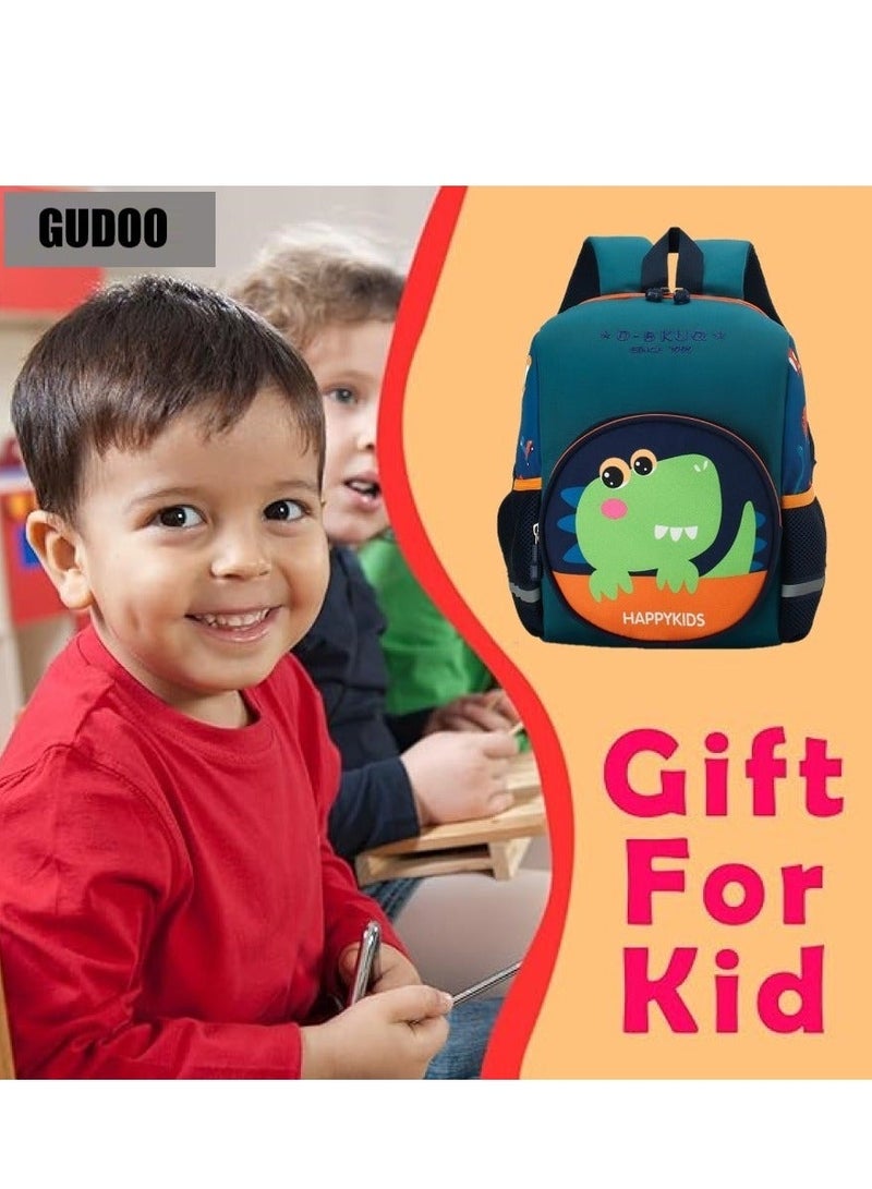 GUDOO حقيبة ظهر مدرسية للأطفال بنات بنين نمط ديناصور للأطفال الصغار من 2 إلى 6 سنوات حقيبة كتب مدرسية لمرحلة ما قبل المدرسة باللون الأخضر - Image 4