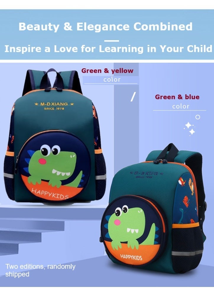 GUDOO حقيبة ظهر مدرسية للأطفال بنات بنين نمط ديناصور للأطفال الصغار من 2 إلى 6 سنوات حقيبة كتب مدرسية لمرحلة ما قبل المدرسة باللون الأخضر - Image 3