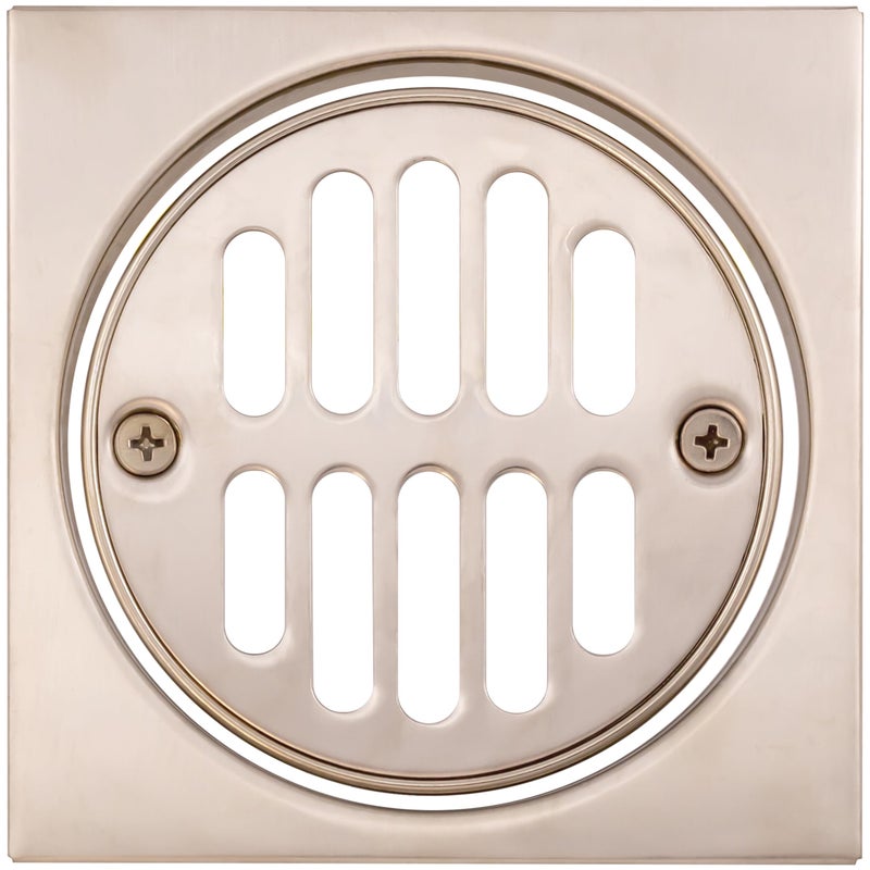 Westbrass R31307 414 Brass Shower Tile Square with 312 OD Round Strainer Grid Drain Cover Satin Nickel - Image 2