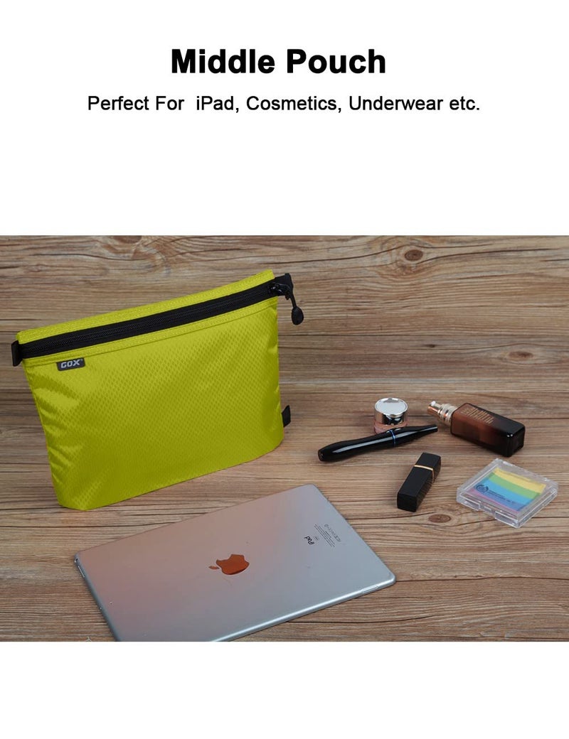 GOX 3 Pack Travel Toiletry Bag for Men Carry On Packing Organizer Zipper Pouch Portable Cosmetic Pouch Accessory Document Electronics (Green) - Image 3