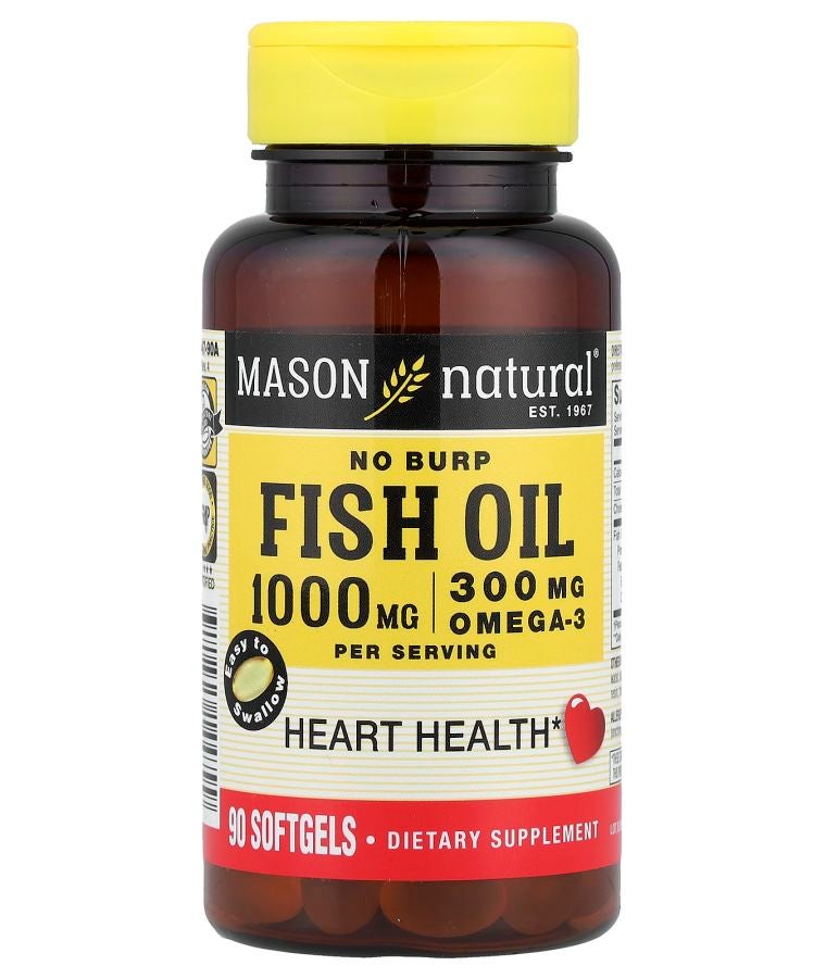 Mason Natural No Burp Fish Oil 90 Softgels (500 mg per Softgel)