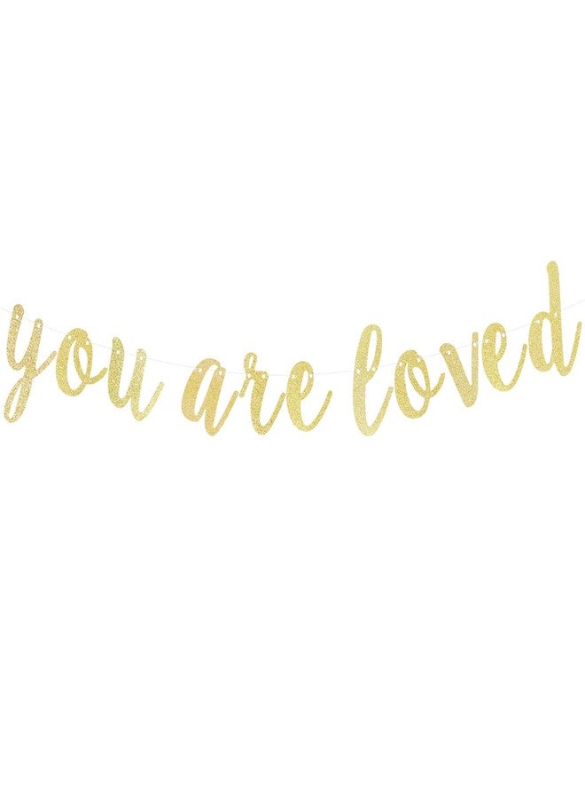 LINGTEER You are Loved Gold Glitter Bunting Banner Perfect for Baby Shower Anniversary Party Gift Keepsake Decorations Backdrop Sign. - Image 2