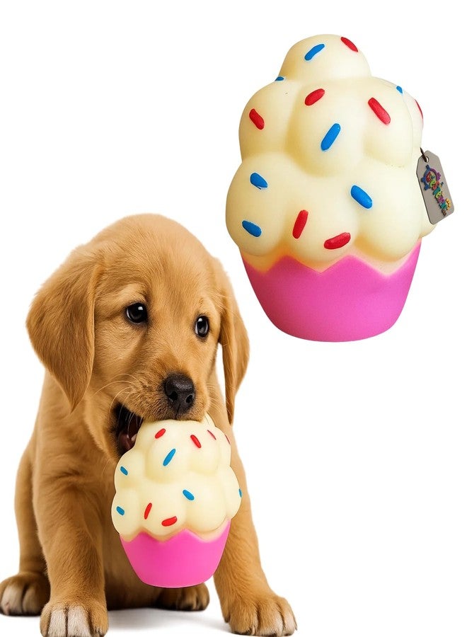 Western Era Muffin Cupcake Dog Squeaky Toy | Soft & Chewable Dessert-Themed Pet Toy for Puppies & Small Dogs | Fun Muffin Design with Colorful Toppings | Interactive Training, Tugging & Fetch Play - Image 1