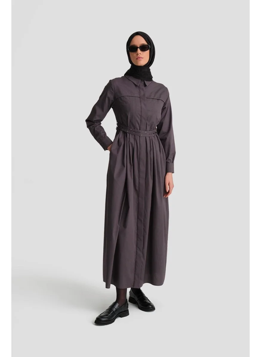 ARMINE Cross Belt Cotton Dress 24K9903 Anthracite