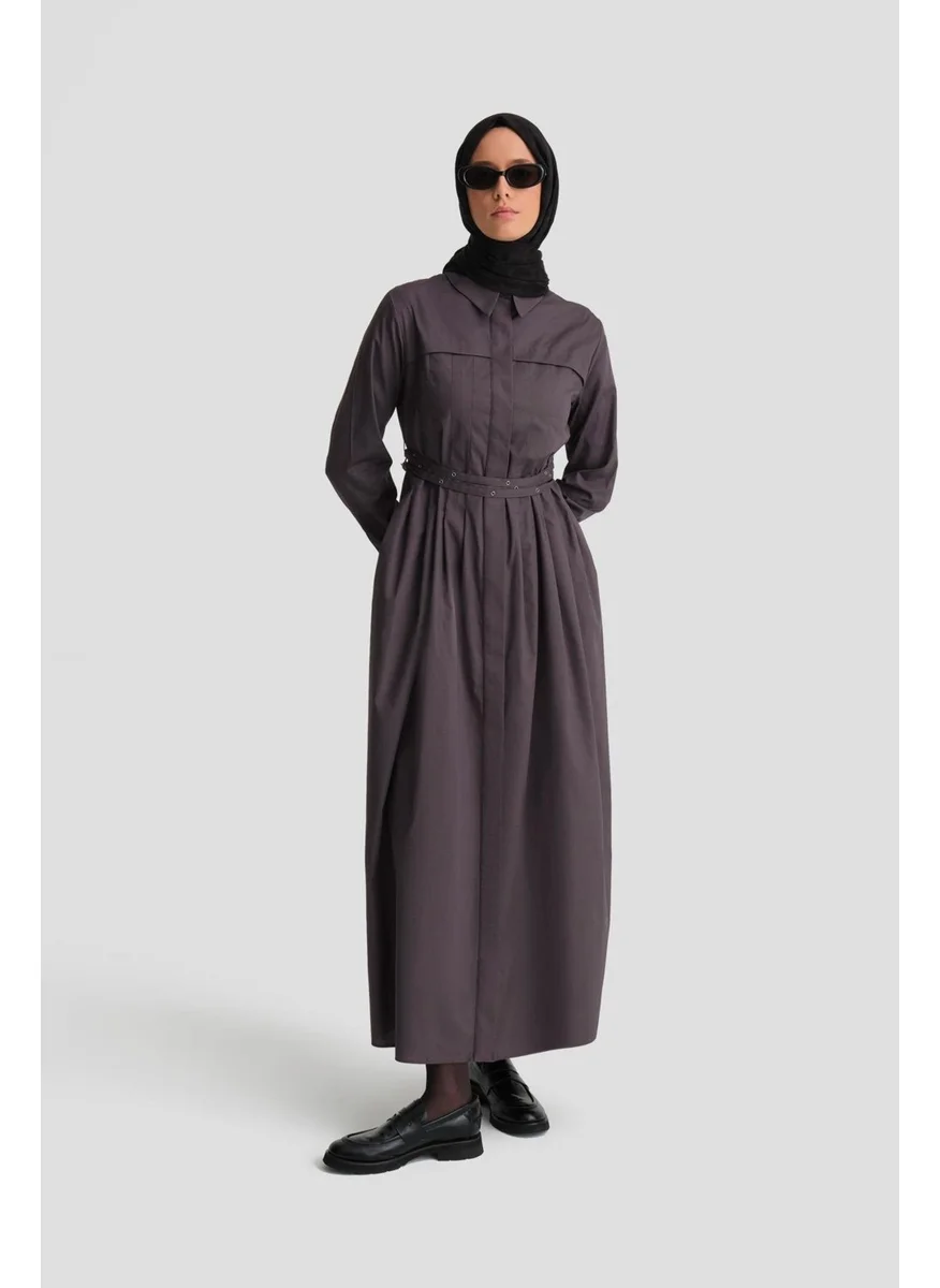 ARMINE Cross Belt Cotton Dress 24K9903 Anthracite