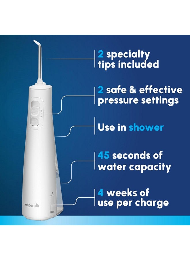 Waterpik Cordless Pulse Rechargeable Portable Water Flosser for Teeth, Gums, Braces Care and Travel with 2 Flossing Tips, Waterproof, ADA Accepted, WF-20 White, Packaging May Vary - Image 2