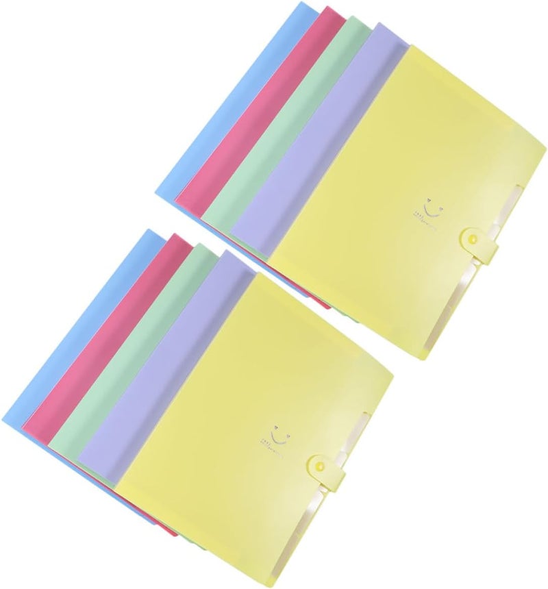 TIDTALEO 10pcs Plastic Accordion File Folder A4 Expanding Office File Organizer with 5 Layers Multi-Color Document Storage for Desktop Filing and Document Management - Image 1