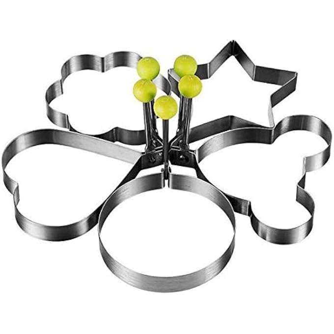 Beibi 5Pcs Fried Egg ShaperEgg Ring Or Pancake Patties 5Pcs Egg Ring Or PancakePatties Rings Shaped Fried Egg Mold Round Heart Pentagram Flower Household Kitchen Cooking - Image 1