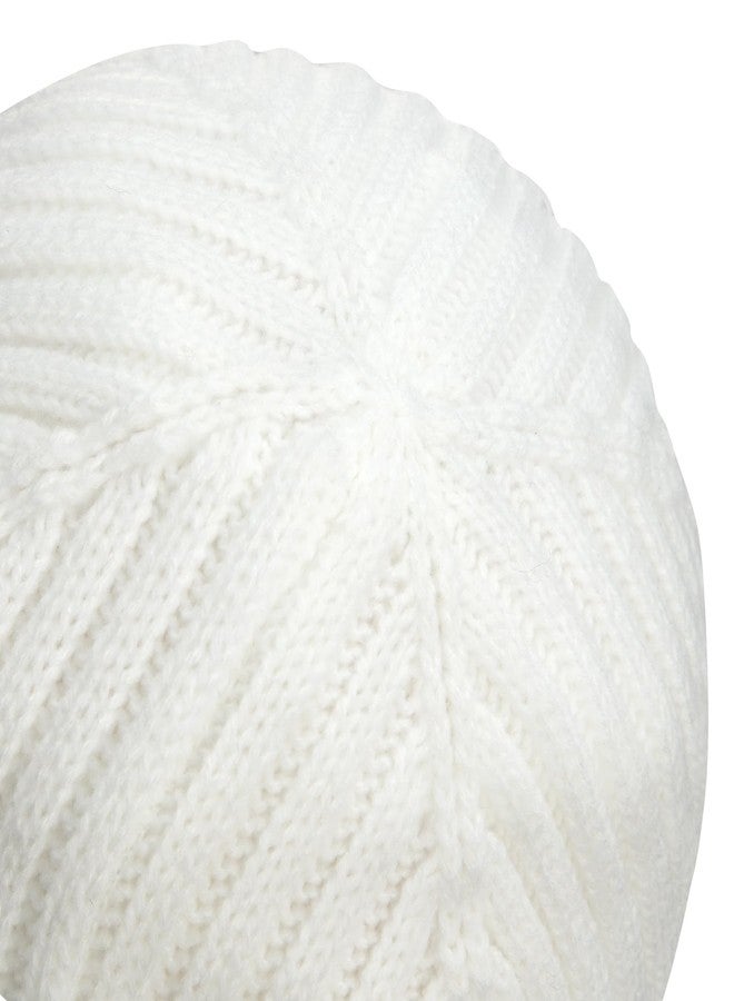 MaxNova Baby Winter Hat Toddler Beanie Hat Earflap Knit Cap for Boys Girls 0-8 Years, White a, 6-36 Months - Image 5