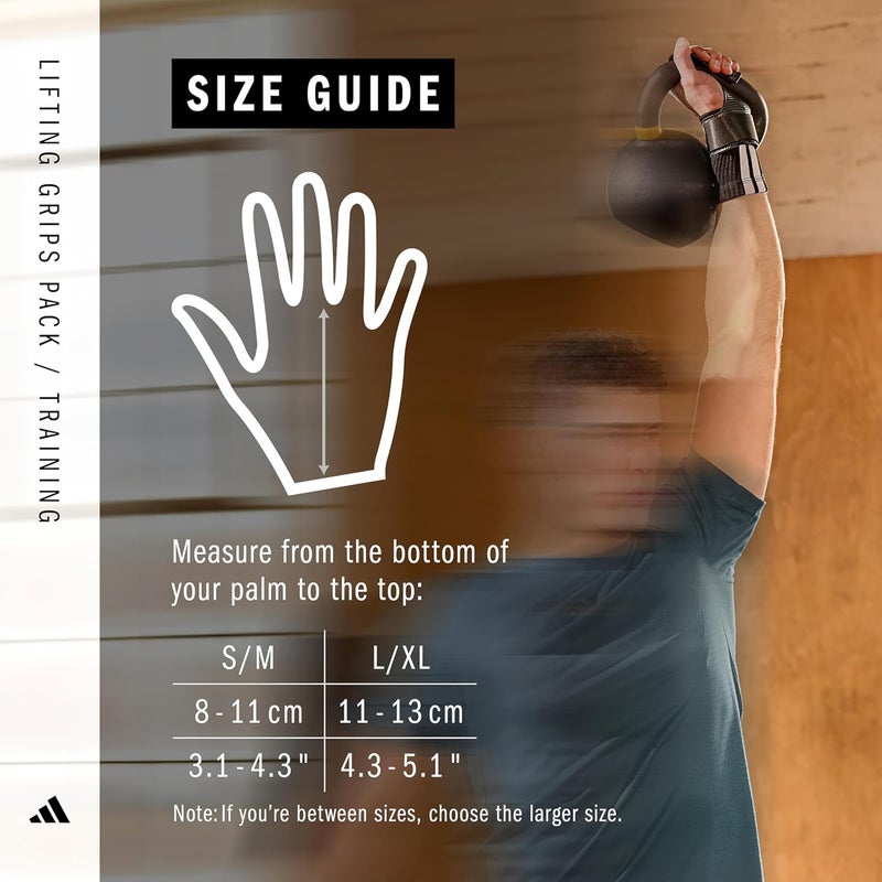 Adidas حزمة قبضة الرفع من أديداس - أسود/أبيض - S/M - Image 3