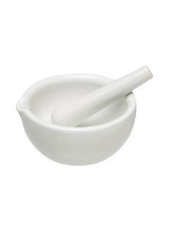 Mortar and Pestle | Porcelain | 100ml Capacity | Glazed with Spout | Dia. 100mm | Ideal for Grinding and Mixing