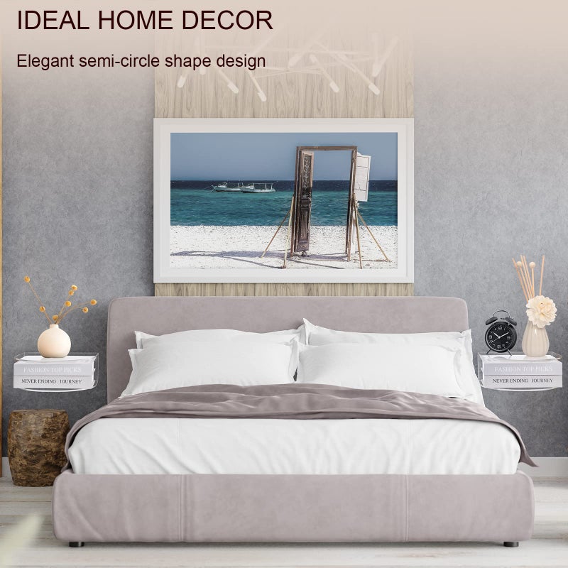 HMYHUM Acrylic Floating Nightstand Set of 2, Wall Mounted Bedside Table for Bedroom, Hanging, 8 lbs Load, 10.5" L x 10 "W x 4" H, Clear - Image 4