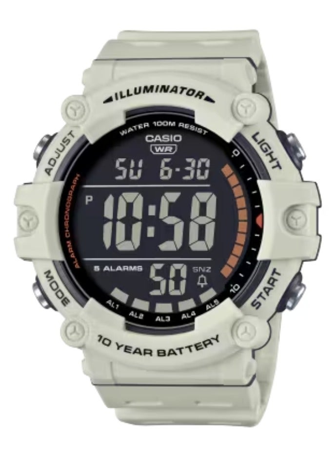 CASIO ساعة كاسيو AE-1500WH-8B2VDF سوداء رقمية بسوار من الراتنج الأبيض للجنسين