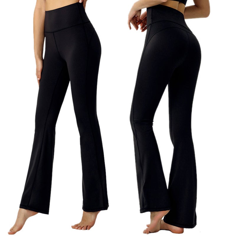 Leggings Bell-bottom Pants w373 Black Micro-flared Naked-feel Yoga Pants for Women's Autumn and Winter High-waisted Butt-lifting Quick-dry Daily Commute Fitness