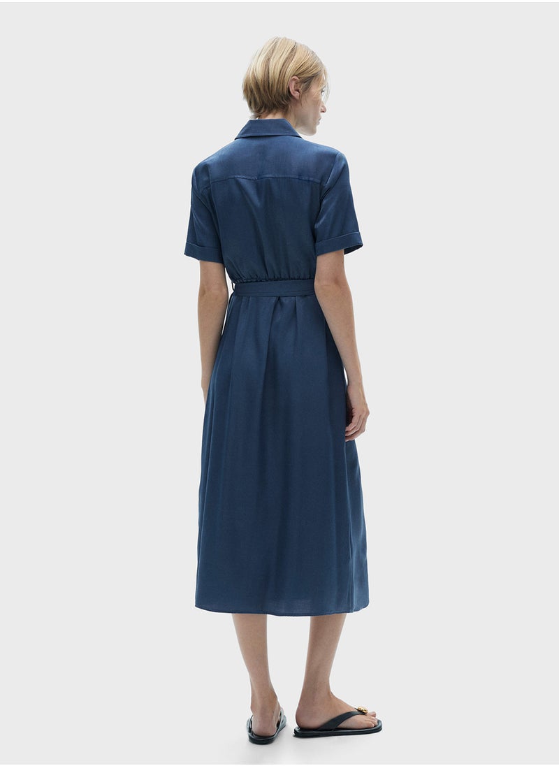MANGO - Satin Shirt Dress - Image 1