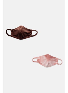Women 2 Pcs Velvet Face Mask, Multicolor