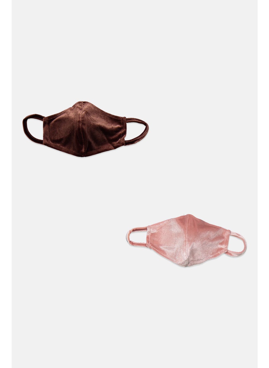 Fashionkilla - Women 2 Pcs Velvet Face Mask, Multicolor - Image 1