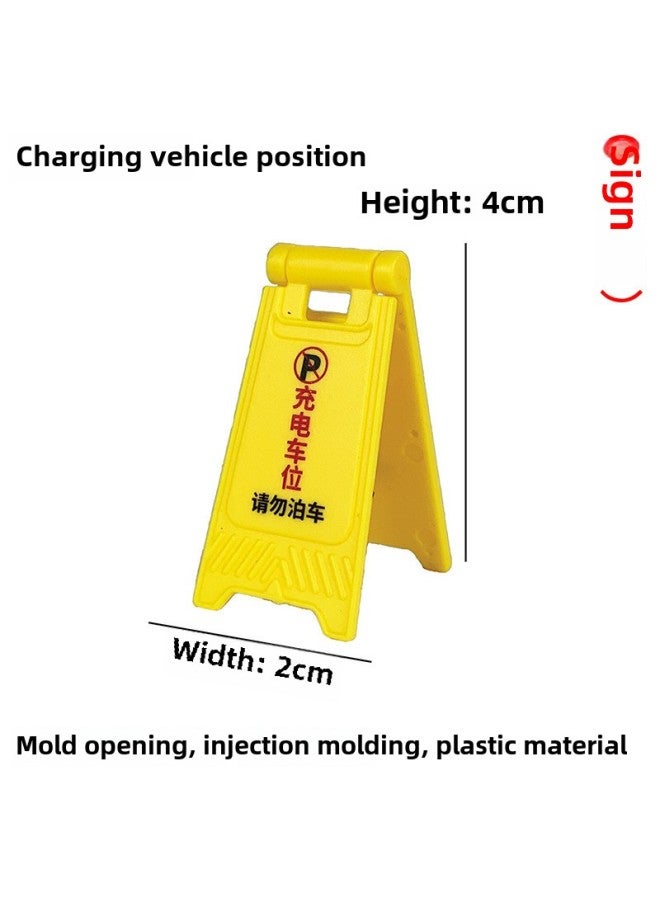 Loquat Speed Bump Traffic Light Parking Garage Road Cone Car Model Toy Scene Ornaments Signs License Plate Underground-Color:Charging License Plate - Image 1