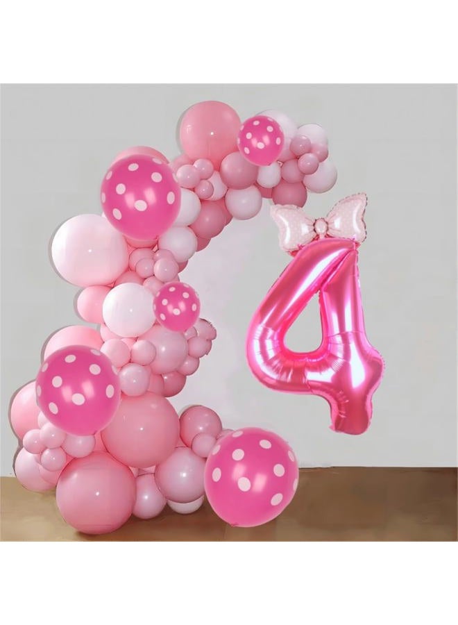Kwuz 40 Inch Pink Number 4 Balloon with Mini Bow Balloon for Girls 4th Birthday Decorations, Pink Princess Doll Theme Birthday Party Decorations Supplies Favors - Image 3