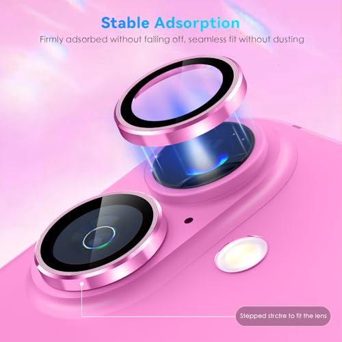 CloudValley for iPhone 16 /iPhone 16 Plus Camera Lens Protector, [1 Second Installaion] Ultra-HD Tempered Glass Cover, [Case-Friendly] Metal Lens Screen Protective Ring Accessories,Pink - Image 4
